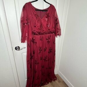 SHEIN Burgundy Sequin Maxi Dress